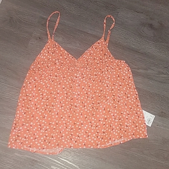 NWT 'SO' Brand Orange Print Sleeveless Blouse Sz M - Picture 3 of 4